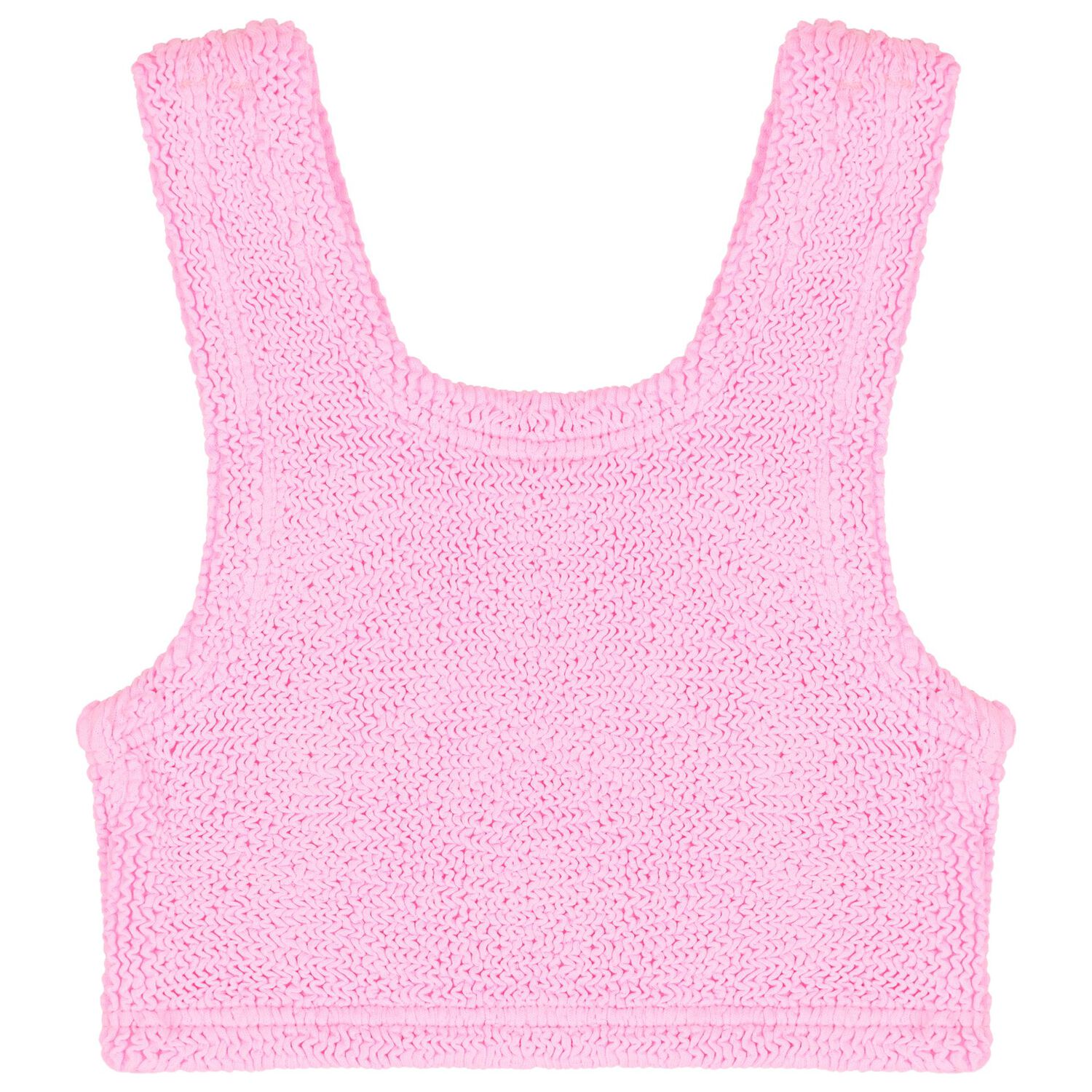 بيكيني بنقشة مجعدة باللون الوردي الفاقع  للبنات, 1, hi-res