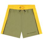 Boys Green & Yellow Logo Shorts, 1, hi-res