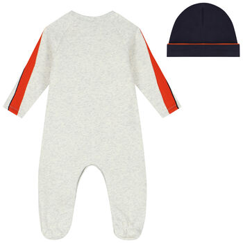 Boys Grey & Navy Logo Babygrow Set