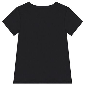 Girls Black Teddy Bear T-Shirt