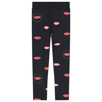 Girls Black Logo Leggings