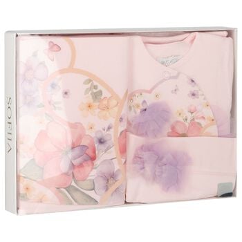 Baby Girls Pink Floral Babygrow Gift Set