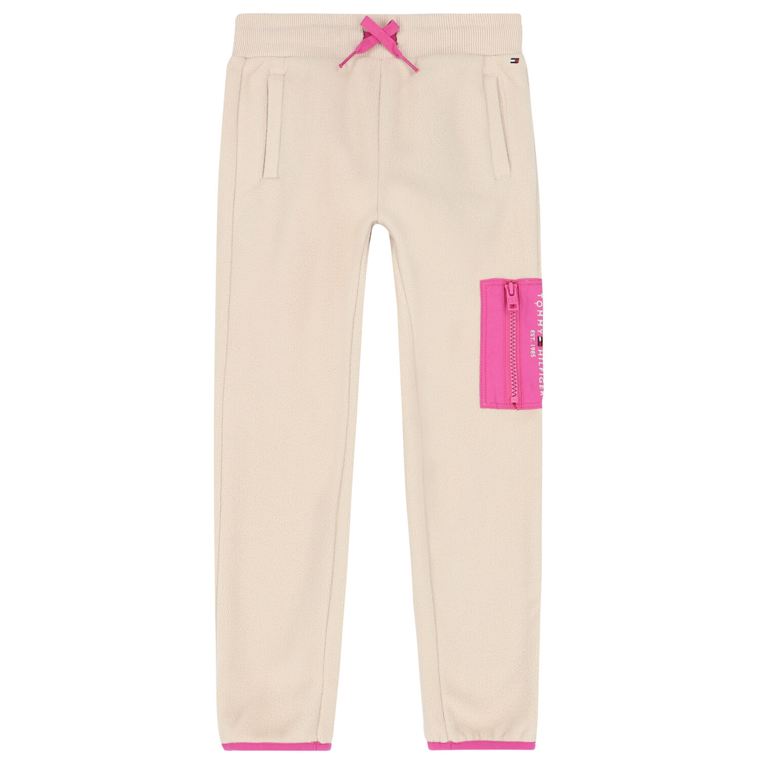 Girls Beige Logo Fleece Joggers, 1, hi-res