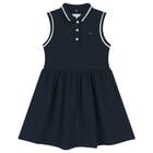 Girls Navy Blue Logo Polo Dress, 1, hi-res