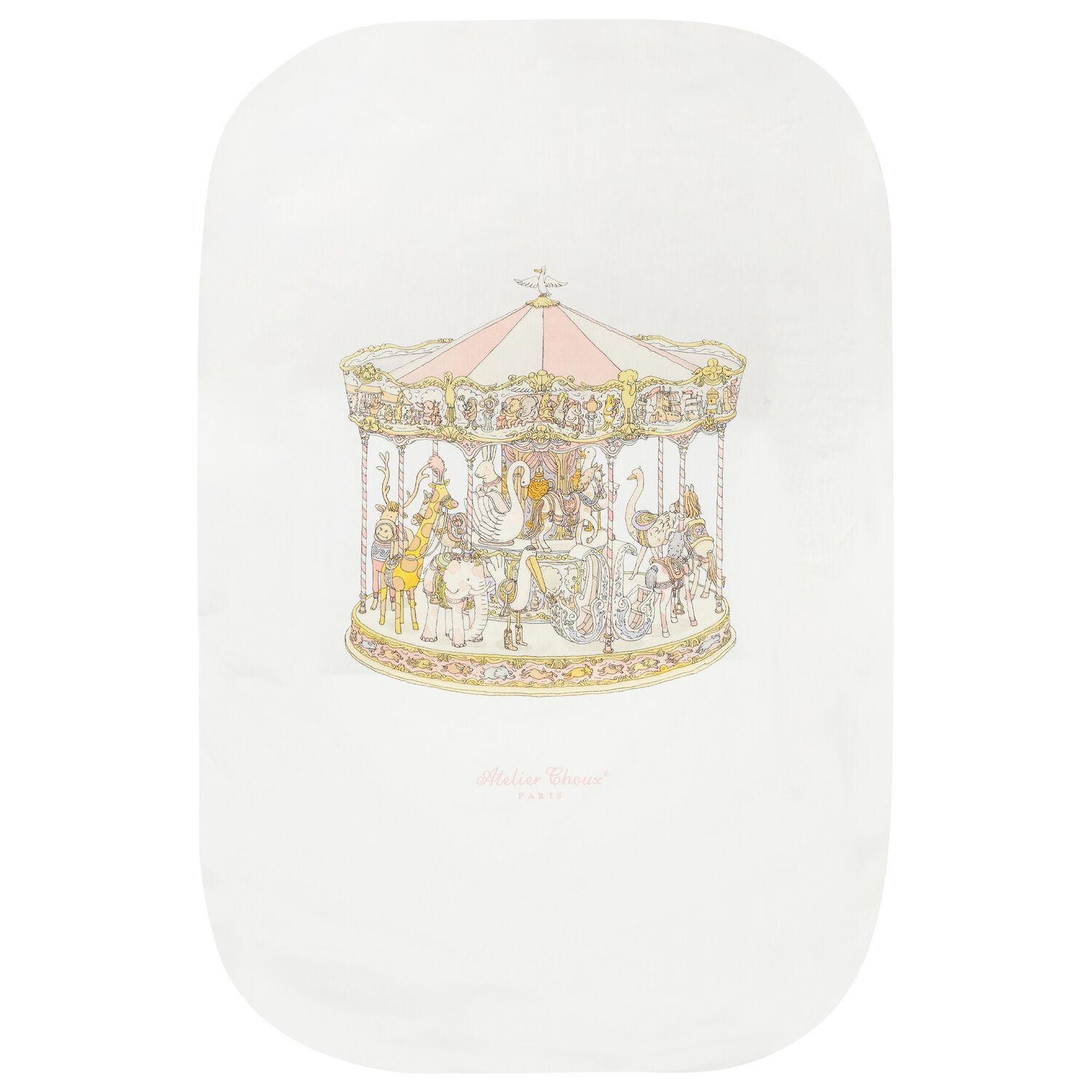 ملاءة سرير كاروسيل للبنات الصغار باللون الأبيض والوردي, 2, hi-res