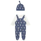 Baby Boys Ivory & Blue Babygrow Set, 3, hi-res