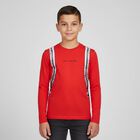 Boys Red Logo Backpack Long Sleeve Top, 1, hi-res