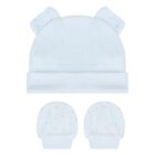 Baby Boys Blue Hat & Mitten Set, 1, hi-res