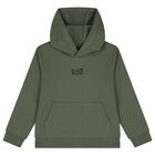 Boys Green Logo Hooded Top, 5, hi-res