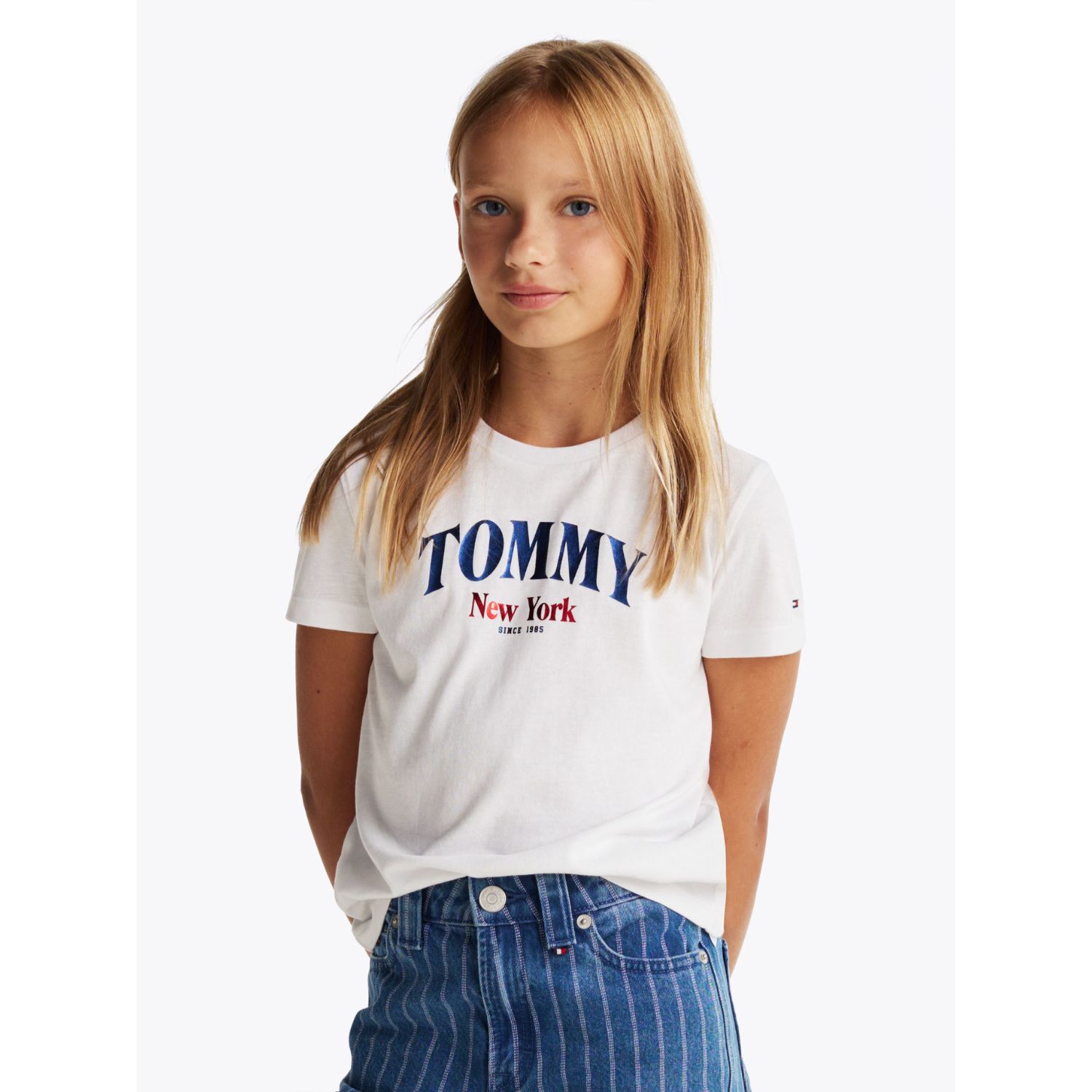 تيشيرت بنات بالشعار باللون الأبيض, 2, hi-res