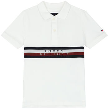 Boys White Logo Polo Shirt