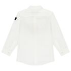 قميص أولاد بالشعار باللون الأبيض والذهبي, 1, hi-res