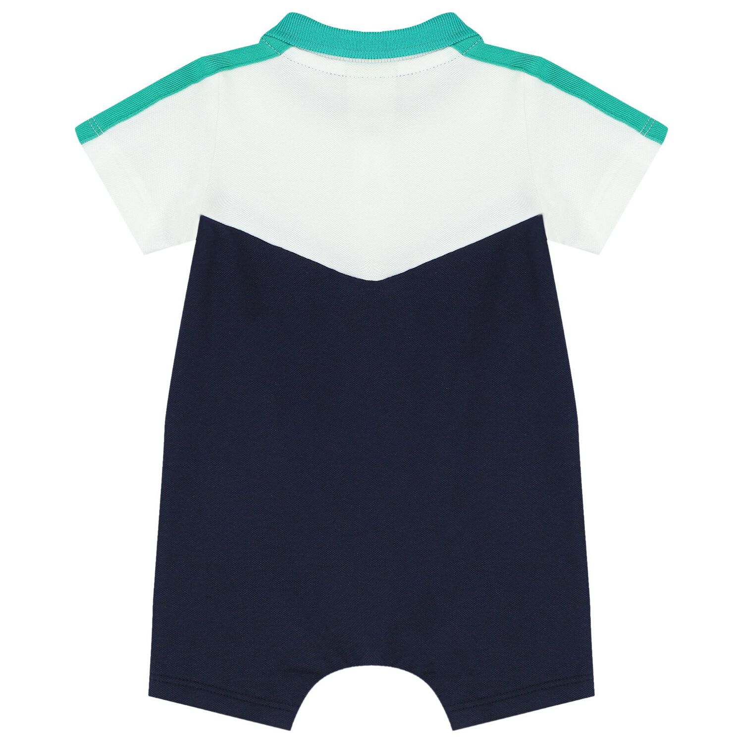 Baby Boys White & Navy Blue Logo Polo Romper, 2, hi-res image number null