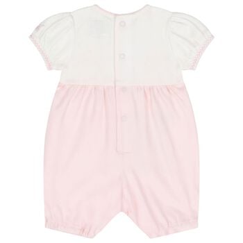 Baby Girls White & Pink Floral Romper