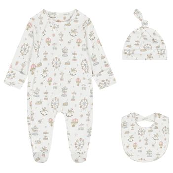 White Carousel & Hot Air Balloon Babygrow Gift Set