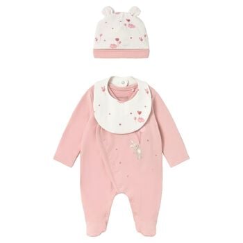 Baby Girls White & Pink Balloon Babygrow Gift Set