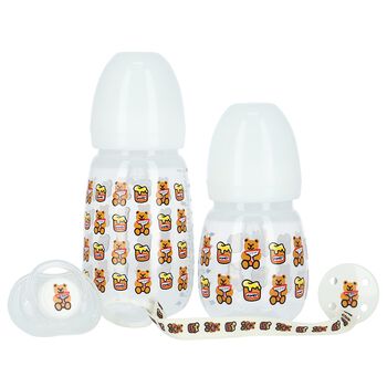 Baby Boys White Logo Baby Bottles & Dummy Set