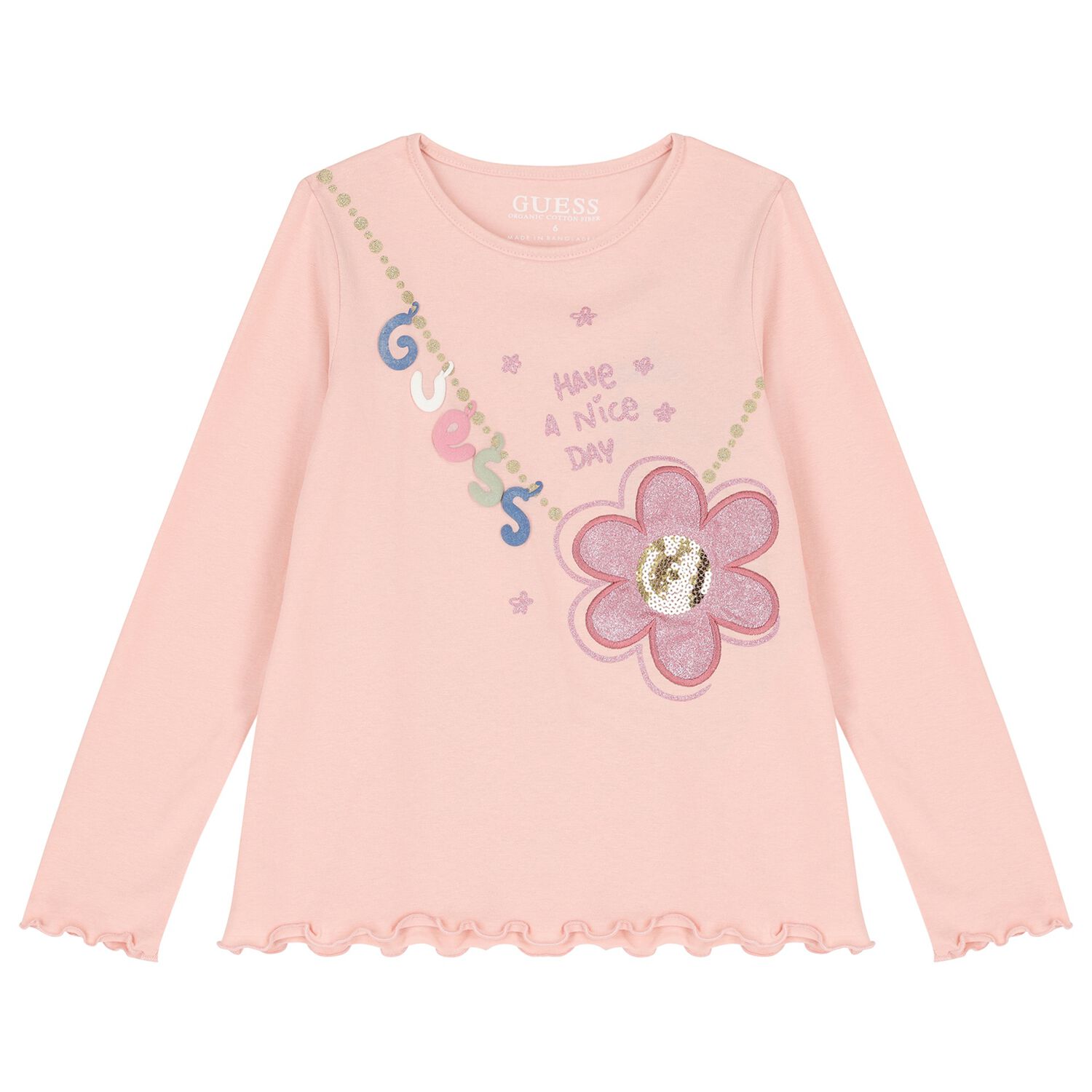 Girls Pink Logo Long Sleeve Top, 1, hi-res image number null