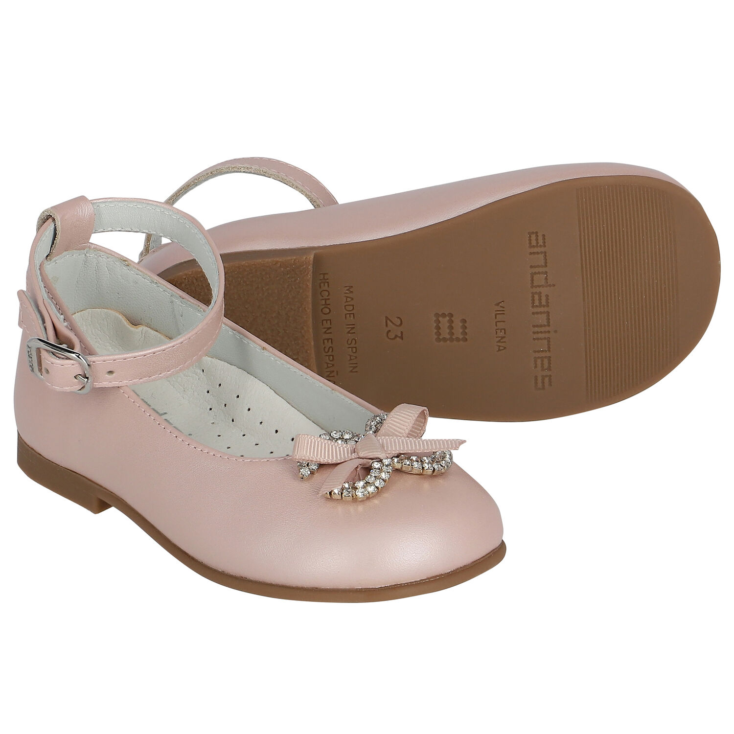 Younger Girls Pink Embellished Bow Shoes, 1, hi-res image number null