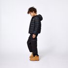 Boys Black Logo Puffer Jacket, 1, hi-res