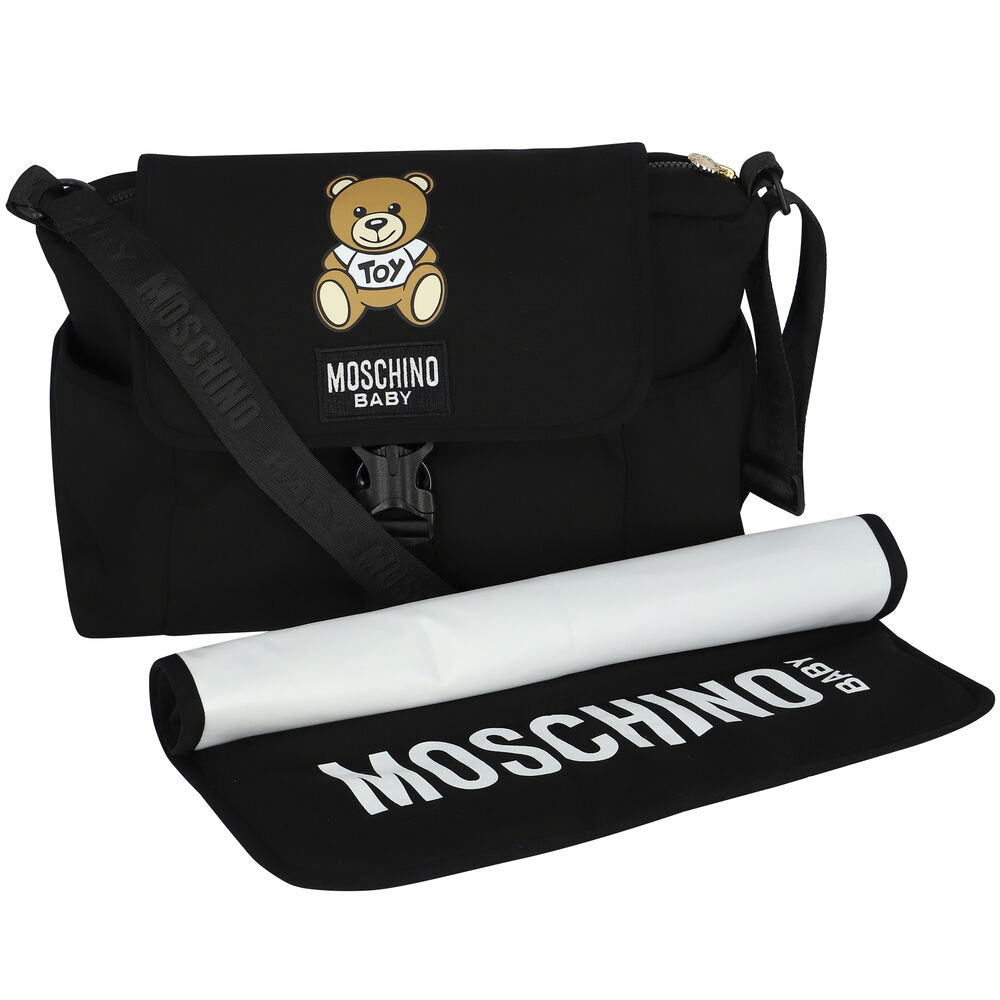 Moschino Black Teddy Bear Logo Baby Changing Bag Junior Couture UAE