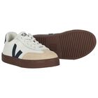 White & Beige Leather Trainers, 1, hi-res