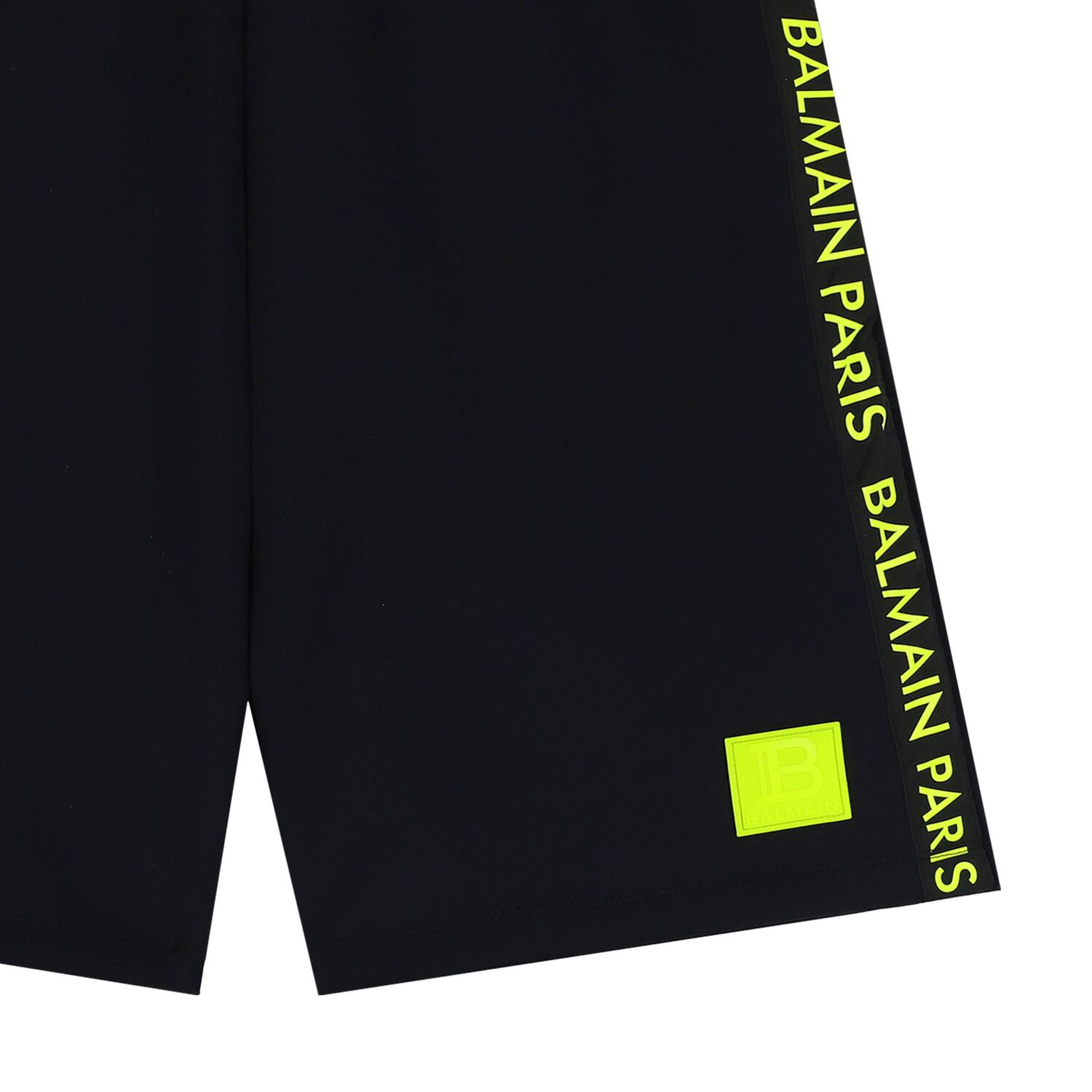 Boys Black & Neon Yellow Logo Shorts, 1, hi-res image number null
