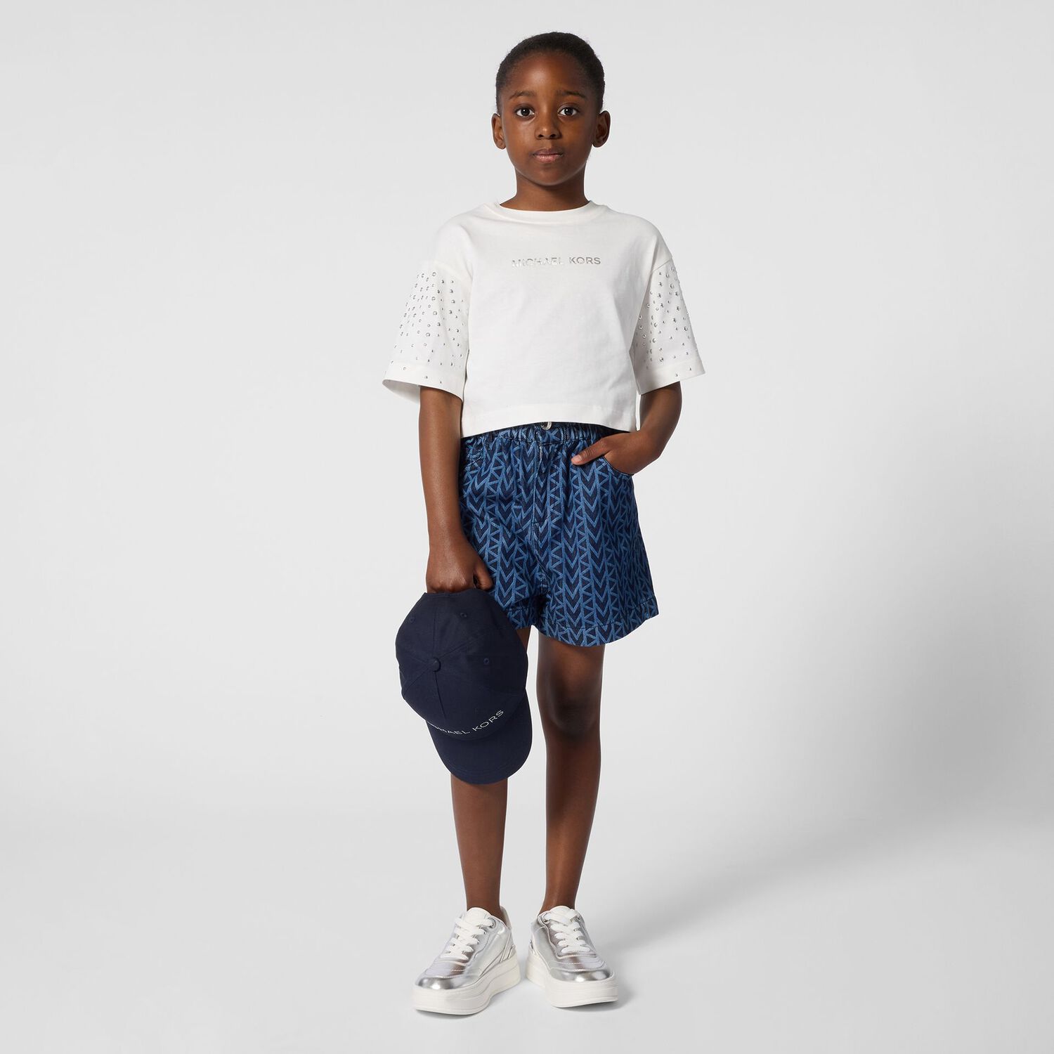 Girls White Logo T-Shirt, 1, hi-res