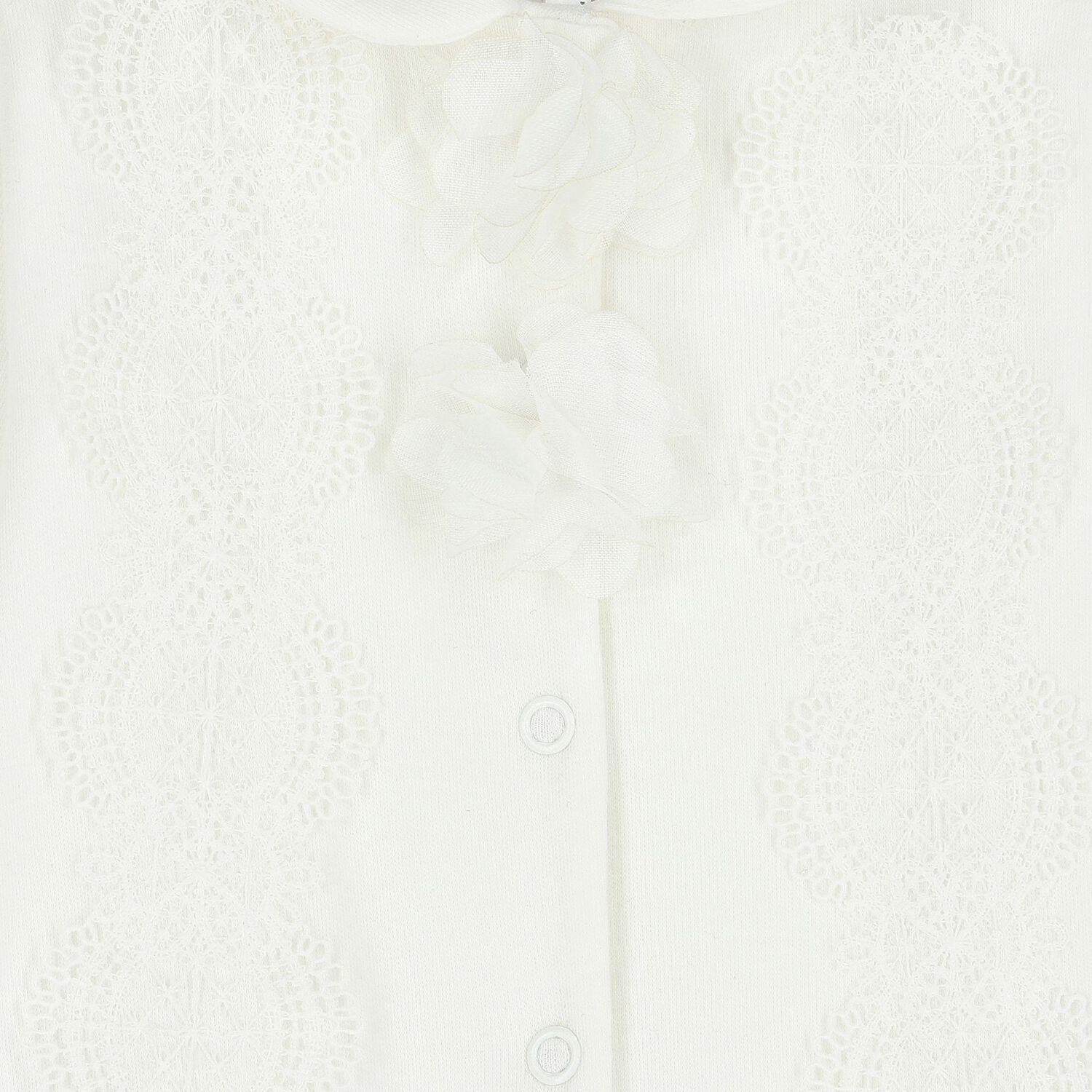 Baby Girls Ivory Lace & Flower Babygrow, 1, hi-res image number null