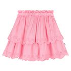 Girls Pink Broderie Anglaise Skirt, 2, hi-res