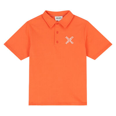 تيشيرت بولو بالشعار باللون البرتقالي للأولاد