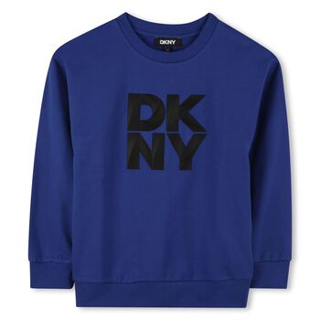 DKNY Boys Blue Logo Sweatshirt, 2 Boys Blue Logo Sweatshirt
