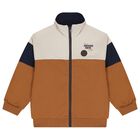 Boys Ivory, Beige & Navy Blue Tracksuit, 1, hi-res