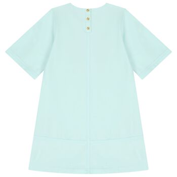 فستان بنات بالشعار باللون الازرق 