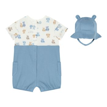 Baby Boys White & Blue Romper Set