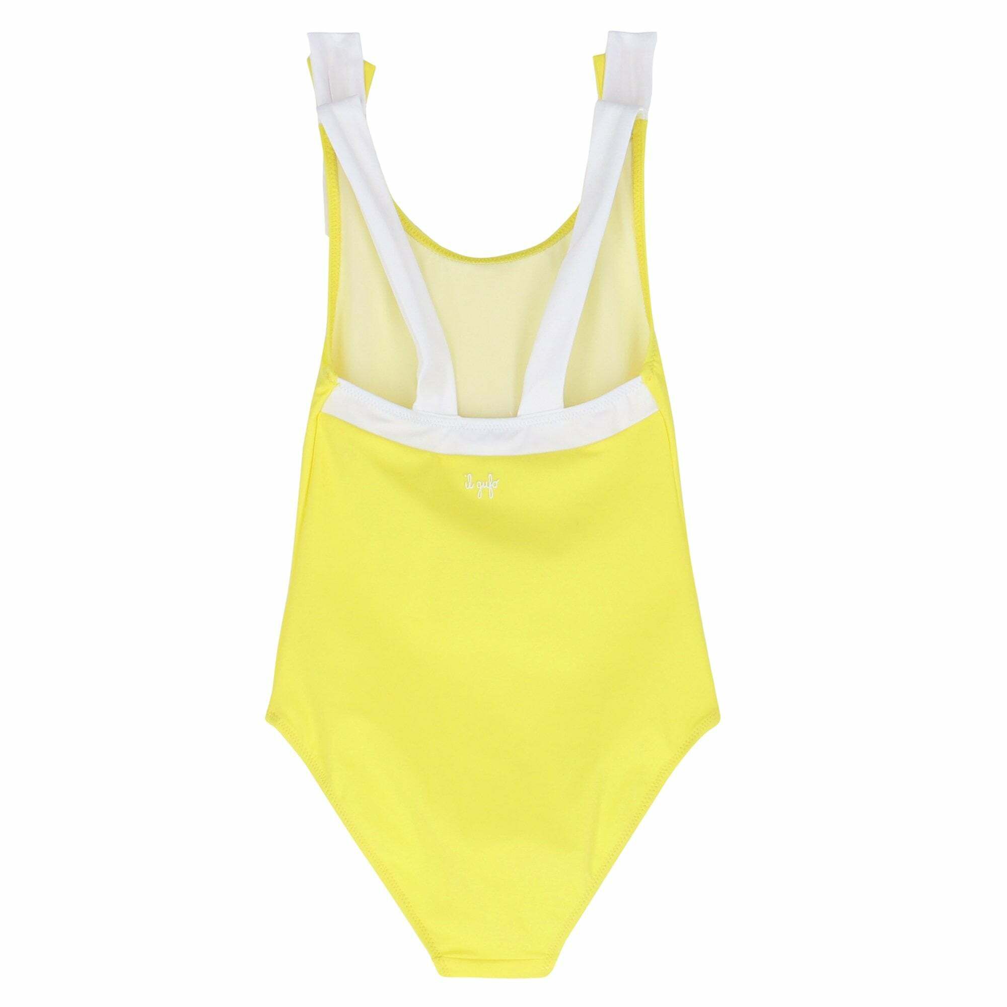 Yellow and white bathing suit top