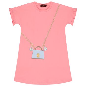 Girls Pink Logo Bag Dress