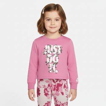 طقم ليجنز بناتي مزين بالزهور بالشعار باللون الوردي