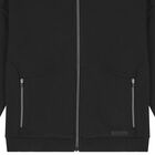 Boys Black Hooded Zip Up Top , 1, hi-res