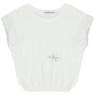 Girls White Logo T-Shirt, 2, hi-res