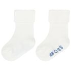 Baby Boys Blue & White Logo Socks ( 3-Pack ) , 2, hi-res