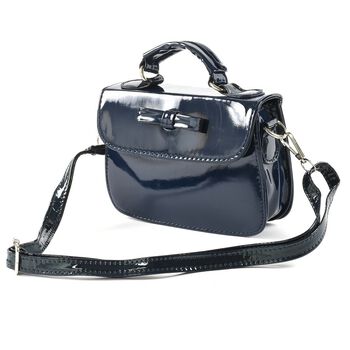 Girls Navy Leather Handbag