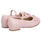 Girls Pink Bow Leather Shoes, 1, hi-res