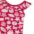 Younger Girls Red Seashell Swimsuit, 1, hi-res
