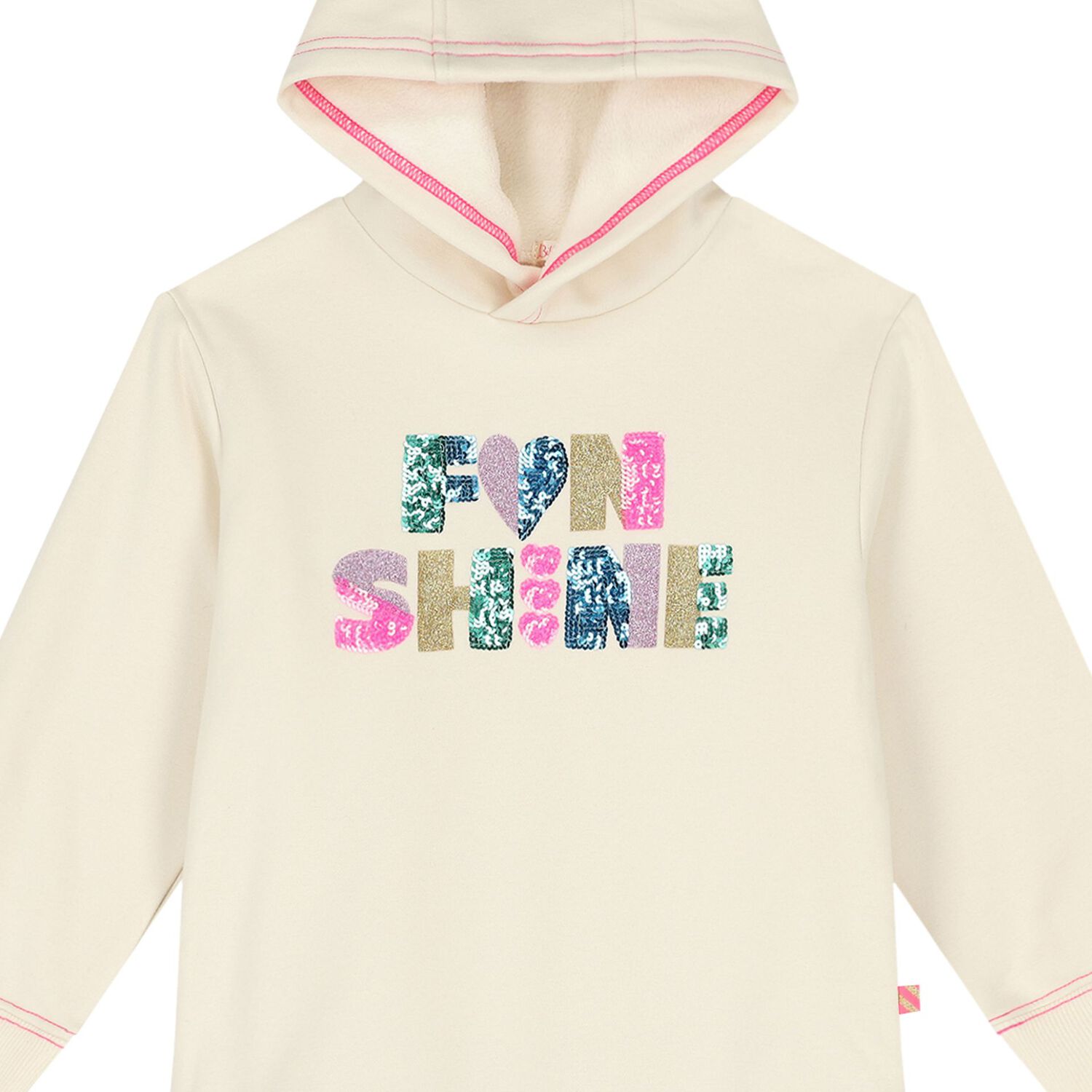 Girls Ivory Sequin Hooded Dress, 1, hi-res