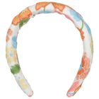 Girls White Floral Embroidered Headband , 1, hi-res