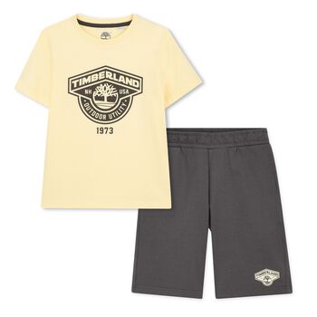 Boys Yellow & Grey Logo Shorts