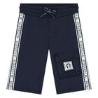Younger Boys Navy Blue Logo Shorts, 1, hi-res