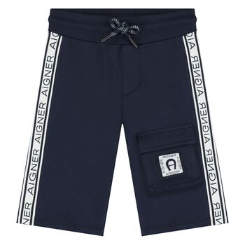 Younger Boys Navy Blue Logo Shorts
