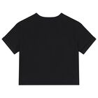 Girls Black Cotton CK Logo T-Shirt, 1, hi-res